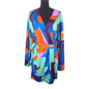 NWT Kirin Peggy Gou Satin Kimono Dress Faces